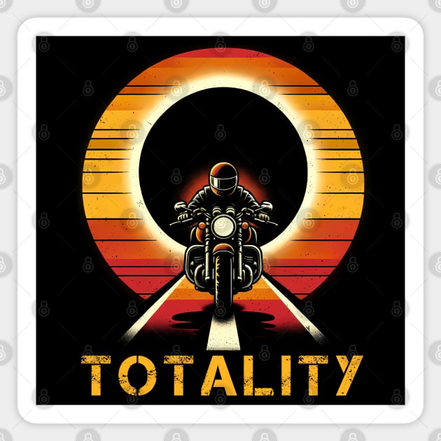 2024 Total Solar Eclipse Biker Tee - 'Totality' Motorcycle Adventure Shirt Sticker by Klimek Prints